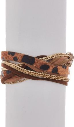 Olivia Welles Multi-Layer Faux Hair Wrap Bracelet in Worn Gold /Brown at Nordstrom Rack