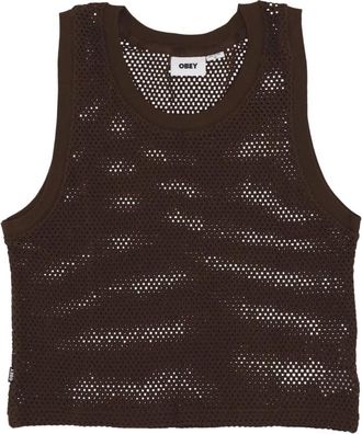 Obey Mesh Tank Top in Java Brown - Dames - Tops zonder mouwen - Bruin - S - Katoen - Tops