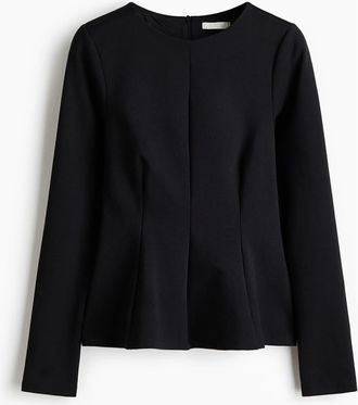 H&M Jersey Peplum Top in Black at Nordstrom, Size X-Small