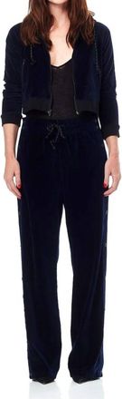 Hudson Aria Velvet Side Snaps Track Pants In Blue