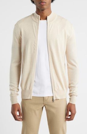 Aur&eacute;lien Cashwool Full Zip Sweater in Light Beige at Nordstrom, Size Xx-Large
