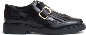 Tod's Zwarte Gesp Franje Loafers - Dames - Loafers - Zwart - 36 EU - Leer - Schoenen