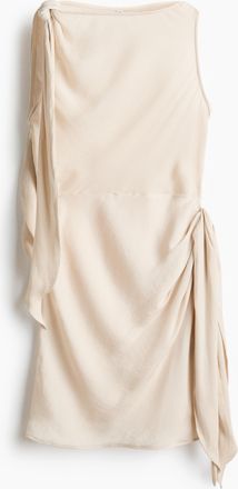 H&M Kleid mit U-Boot-Ausschnitt und Bindedetails - Hellbeige