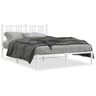 Berkfield Home Metal Bed Frame without Mattress with Headboard White 140x200cm | Size: 140x200 cm