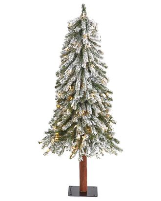 Nearly Natural 4Ft. Flocked Grand Alpine Artificial Christmas Tree