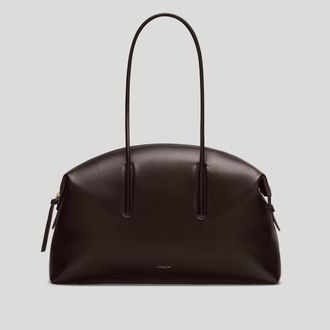 DeMellier Romee Strijd x The Stockholm in Dark Brown Fine Grain Leather Tote & Work bag