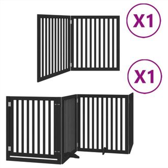 vidaXL Puerta Para Perros Plegable 6 Paneles Madera &Aacute;lamo Negra 480 Cm Vidaxl