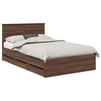 vidaXL Estructura De Cama Roble Marr&oacute;n 120 X 190 Cm Madera Ingenieril Vidaxl