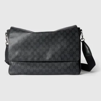 Gucci Essence Classic Medium Crossbody Bag, Black, GG Canvas
