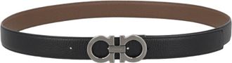 Ferragamo Black Smooth Gancini Buckle Calf Leather Belt