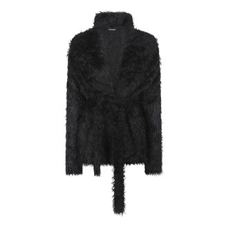 Balenciaga Belted Faux-Fur Jacket - female - Balenciaga - Faux Fur & Shearling Jackets - Black - XS - Jackets