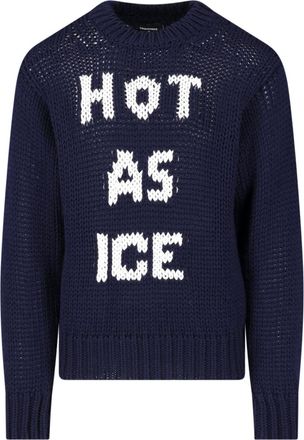 Dsquared2 Black Intarsia Chunky Wool Sweater