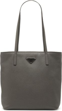Prada Gray Leather Handbag Tote Bag (Pre-Owned)