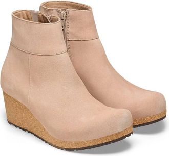 Birkenstock Womens Ebba Wedge Heel Ankle Boots In Sand Warm