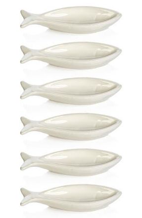 Zodax Coral Beach Set of 6 Ceramic Fish Bowls in White at Nordstrom Rack