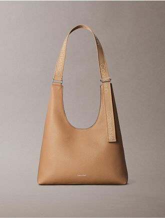 Calvin Klein Womens Logo Strap Shoulder Bag - Brown