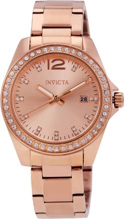 Invicta Angel Quartz Crystal Rose Gold Dial Ladies Watch 49845