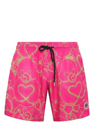 Philipp Plein Zwembroek met hartprint - Roze