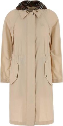 Burberry Cream Stretch Nylon Newbury Parka Coat