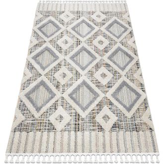 RugsX Alfombra Sevilla Y523c Diamantes Gris / Amarillo Franjas Bereber Marroqu&iacute; Shaggy Multicolour 80x150 Cm