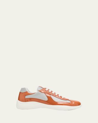 Prada Mens Americas Cup Patent Leather Sneakers