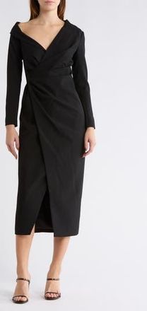 A.L.C. Kylah Long Sleeve Faux Wrap Dress in Black at Nordstrom Rack, Size 0