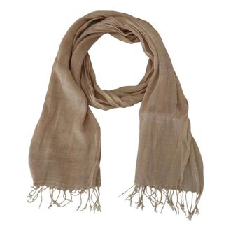 Costume National Accessoires, Dames, Beige, ONE Size, Katoen, Sjaal met Franjes