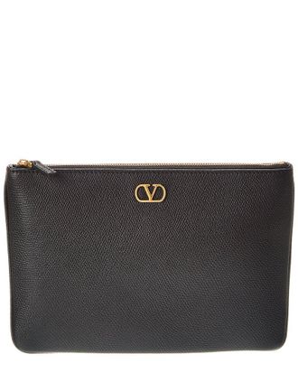 Valentino Vlogo Signature Leather Pouch