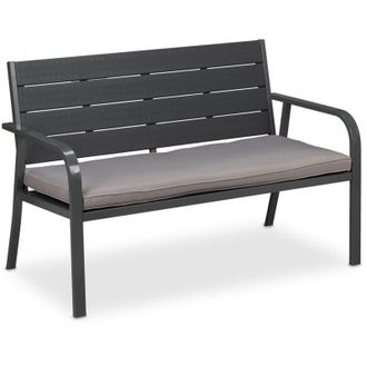 Relaxdays Relaxdays Garden Bench, 2 Seater, Soft Cusion, for Patio, Porch & Balcony, Bank, HxWxD: 78 x 118 x 66 cm, Stable, Grey