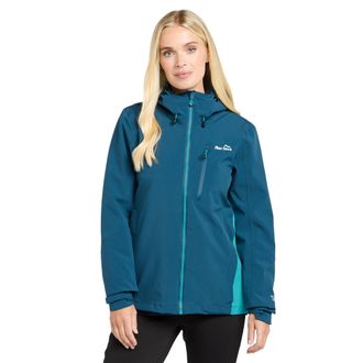 Peter Storm Womens Malham Stretch Waterproof Jacket with Adjustable Hood, Hiking Raincoat - Blue - Size 18 UK