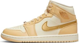 Nike Jordan Schoenen, Dames, Geel, 36 1/2 EU, Leer, Pale Vanilla Mid SE Sneakers