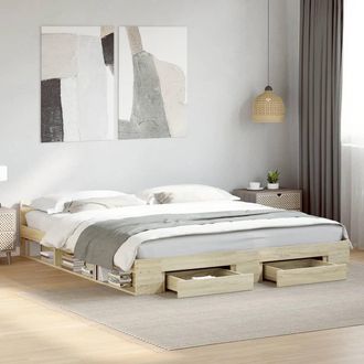 vidaXL Cama Con Cajones Madera Ingenier&iacute;a Roble Sonoma 200x200 Cm Vidaxl