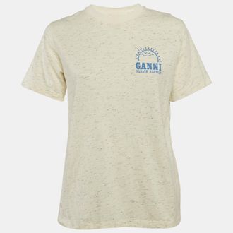 Ganni Ganni Cream Have a Nice Day Print Jersey T-Shirt XS