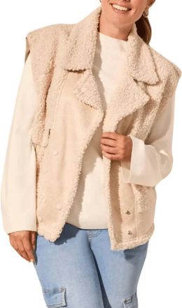 Tribal Sleeveless Sherpa Vest In Latte