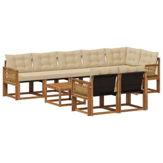 vidaXL Conjunto De Sof&aacute;s De Exterior Con Coj&iacute;n 9 Pcs Natural Y Beige Vidaxl