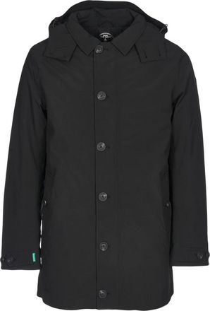 Save The Duck Zwarte Trenchcoat met Afneembare Capuchon - Heren - Winterjassen - Zwart - XL - Polyester - Jassen