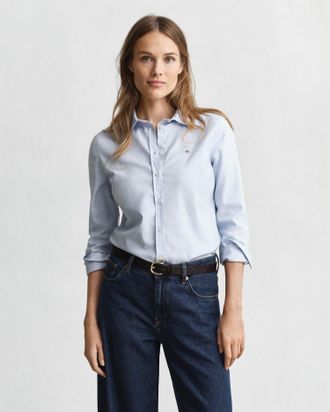 GANT Women Slim Fit Oxford Stretch Shirt (46) LIGHT BLUE