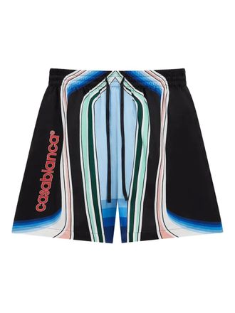 Casablanca Graphic Mountain silk shorts - Black
