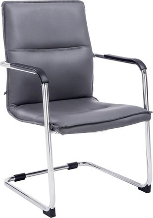 Clp Silla con patas de metal y asiento en Simil cuero Gris