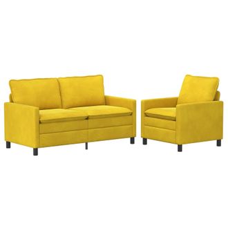 vidaXL Juego De Sof&aacute; 2 Uds. Amarillo Terciopelo Vidaxl