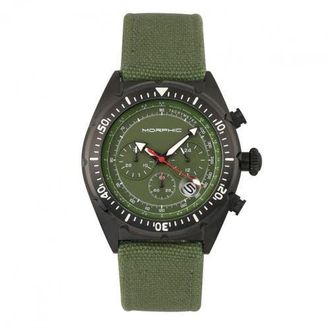 Morphic M53 Series Chronograph Fiber-Weaved Leather-Band Watch w/Date in Black/olive at Nordstrom