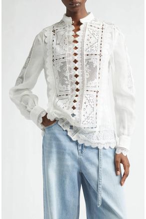 Zimmermann Aster Embroidered Blouse In Ivory