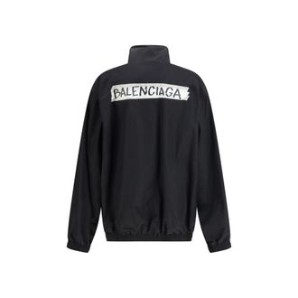 Balenciaga Mens Black Cotton Shell Jacket Clothing