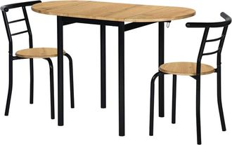 Pondecor Interiorismo Conjunto de cocina EVA mesa y 2 sillas roble. Patas lacadas en negro