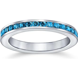 Bling Jewelry Sterling Silver London Blue CZ Eternity Band Ring in Light Blue at Nordstrom Rack, Size 6