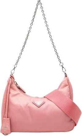 Prada Pre-owned Vintage Nylon Satchel - Dames - Vintage Schoudertas - Roze - ONE Size - Nylon - Vintage