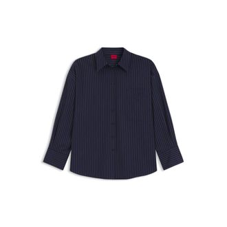 HUGO BOSS Regular-fit blouse in pinstripe cotton poplin