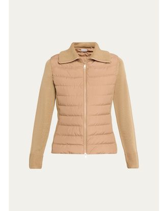 Moncler Padded Zip-Up Wool Cardigan