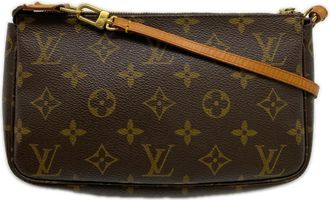 Louis Vuitton Monogram Brown Coated Canvas Leather Pochette Pouch (Pre-Owned)