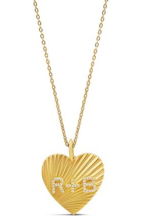 SHYMI Fluted Heart Initial Pendant Necklace in Gold at Nordstrom